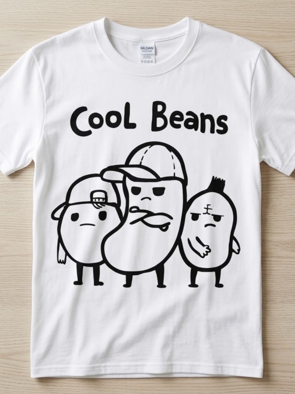 Gildan White "Cool Beans" Graphic Tee